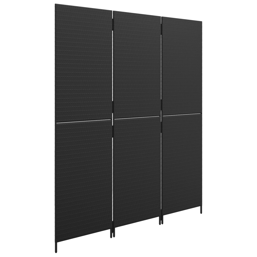 Kamerscherm 3 panelen poly rattan zwart is nu te koop bij PeponiXL, paradijselijk wonen!