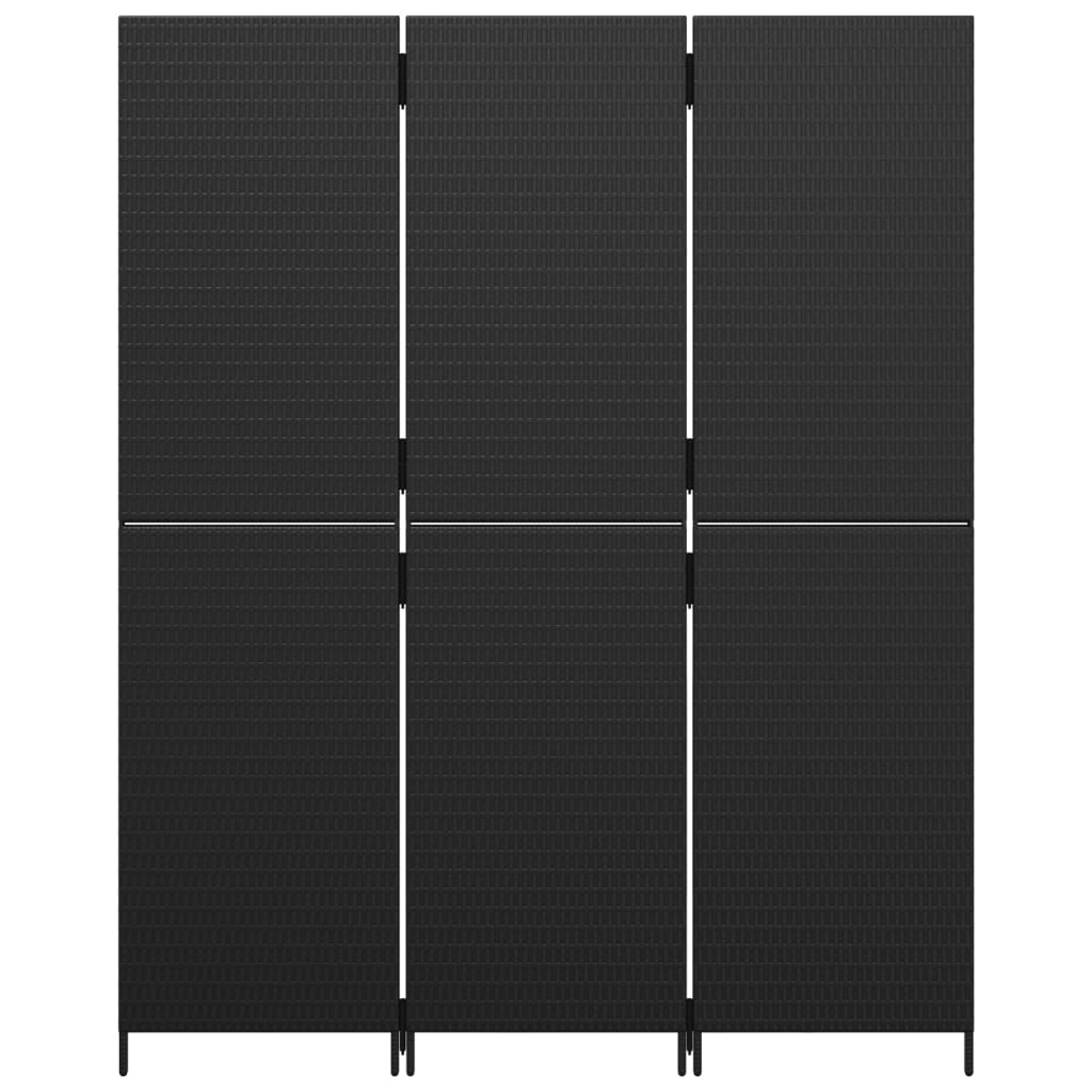 Kamerscherm 3 panelen poly rattan zwart is nu te koop bij PeponiXL, paradijselijk wonen!