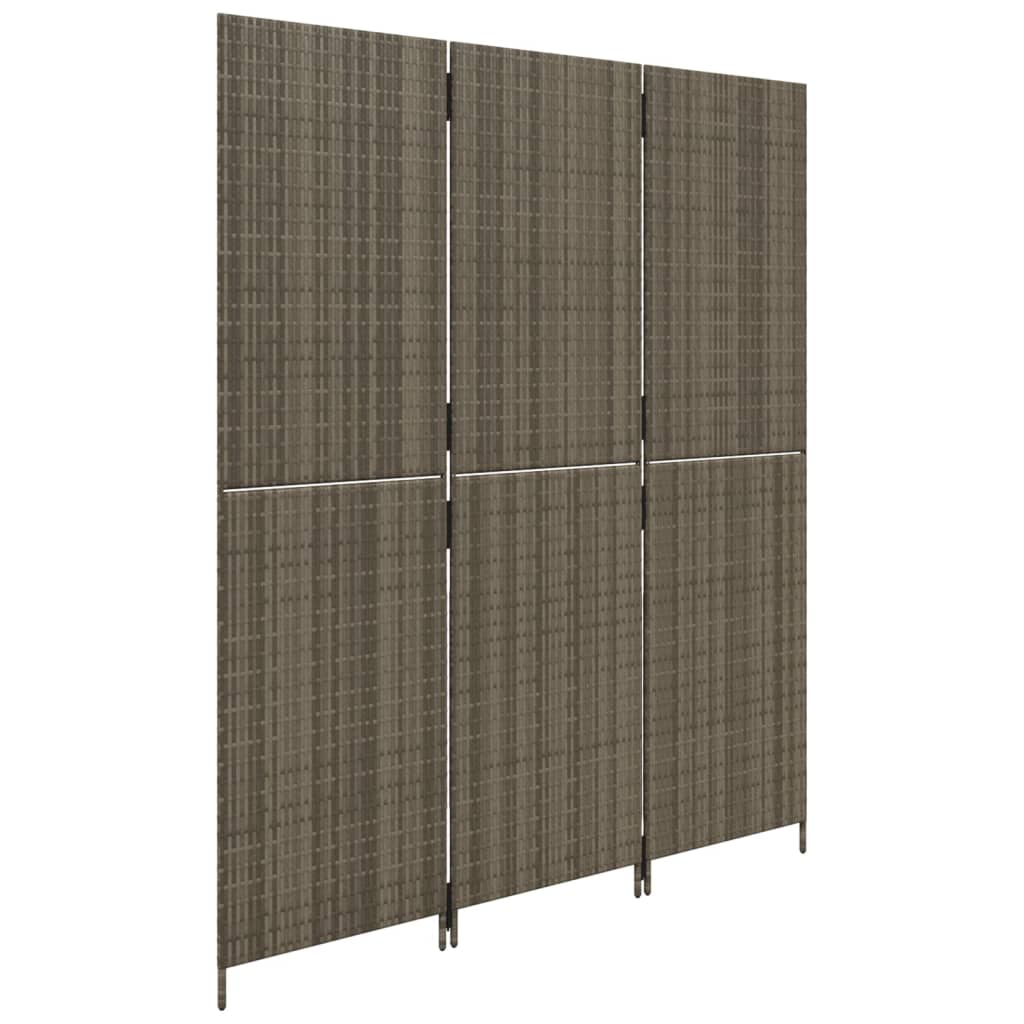 Kamerscherm 3 panelen poly rattan grijs is nu te koop bij PeponiXL, paradijselijk wonen!