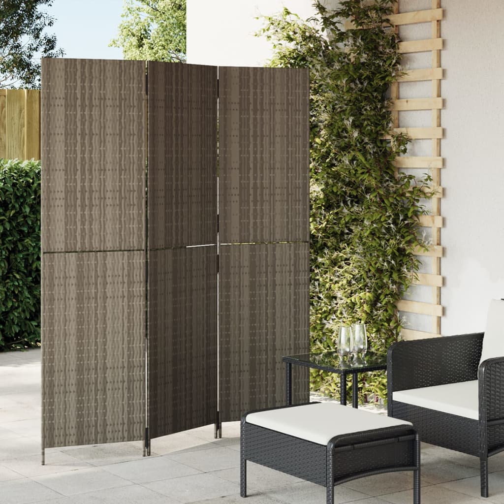 Kamerscherm 3 panelen poly rattan grijs is nu te koop bij PeponiXL, paradijselijk wonen!