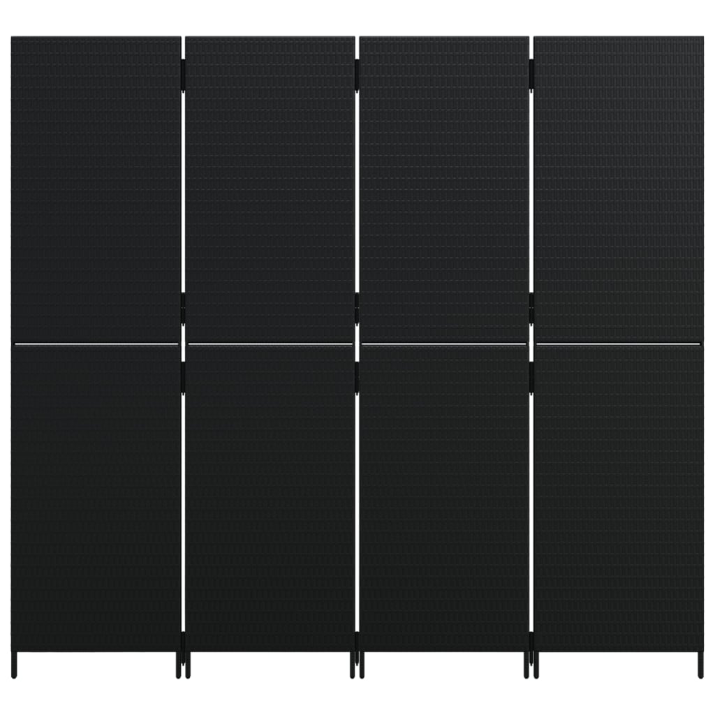 Kamerscherm 4 panelen poly rattan zwart is nu te koop bij PeponiXL, paradijselijk wonen!