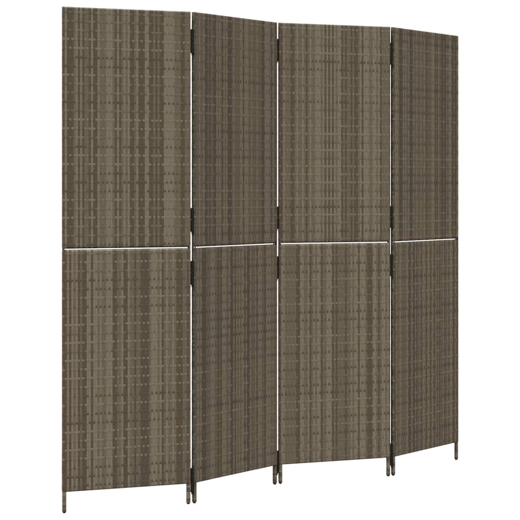 Kamerscherm 4 panelen poly rattan grijs is nu te koop bij PeponiXL, paradijselijk wonen!