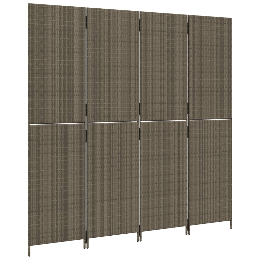 Kamerscherm 4 panelen poly rattan grijs is nu te koop bij PeponiXL, paradijselijk wonen!
