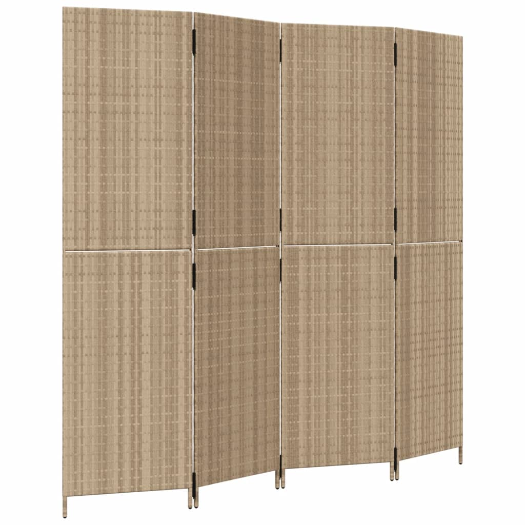 Kamerscherm 4 panelen poly rattan beige is nu te koop bij PeponiXL, paradijselijk wonen!