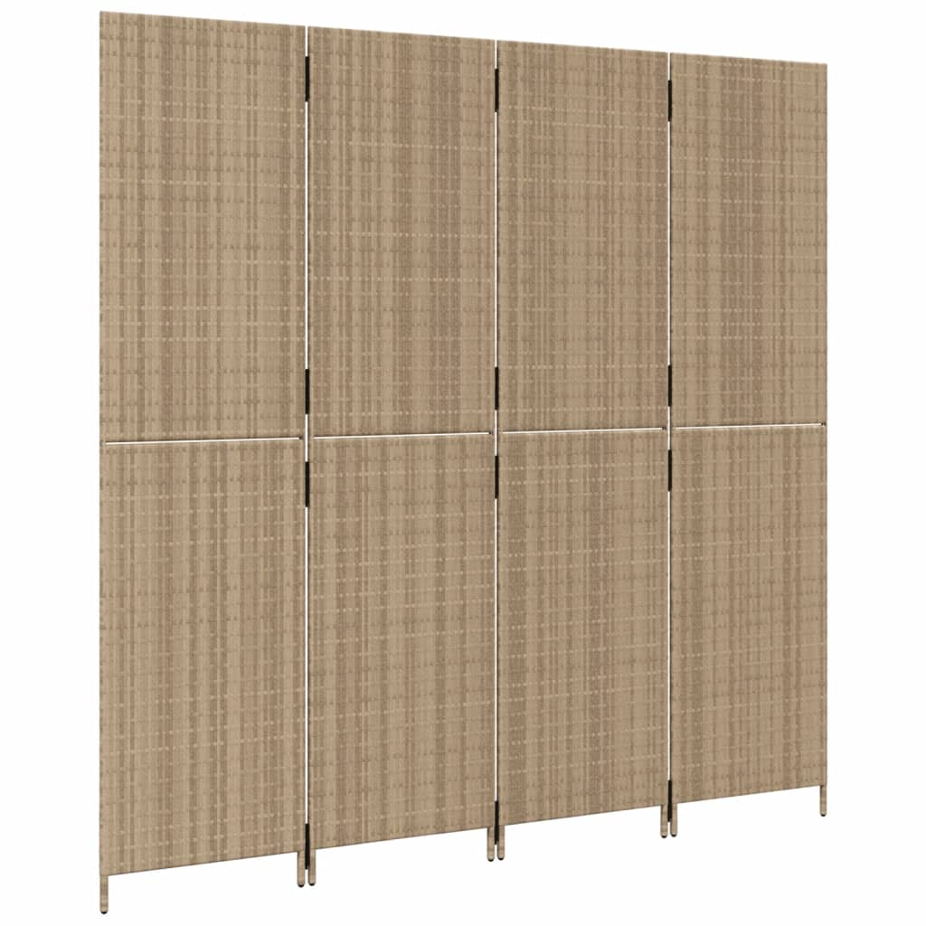 Kamerscherm 4 panelen poly rattan beige is nu te koop bij PeponiXL, paradijselijk wonen!