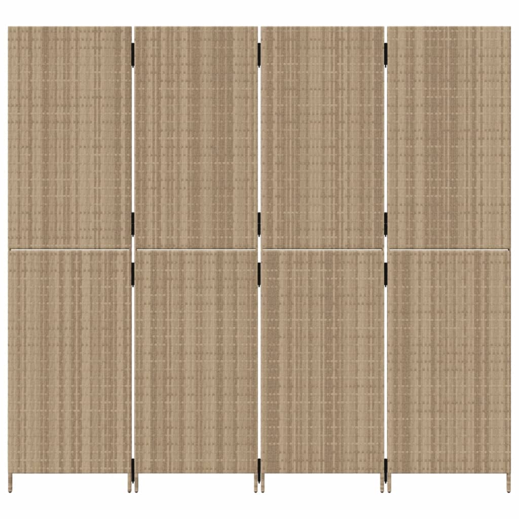 Kamerscherm 4 panelen poly rattan beige is nu te koop bij PeponiXL, paradijselijk wonen!