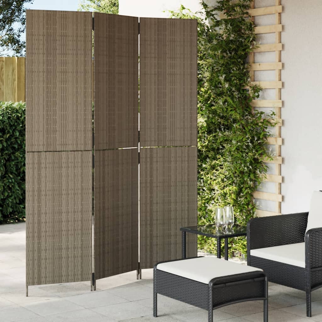 Kamerscherm 3 panelen poly rattan grijs is nu te koop bij PeponiXL, paradijselijk wonen!