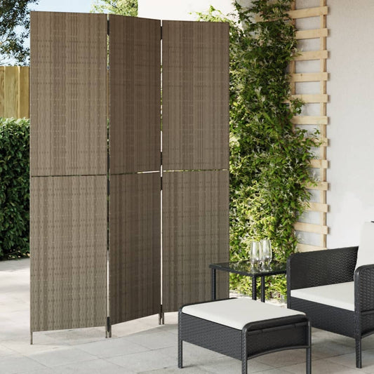 Kamerscherm 3 panelen poly rattan grijs is nu te koop bij PeponiXL, paradijselijk wonen!
