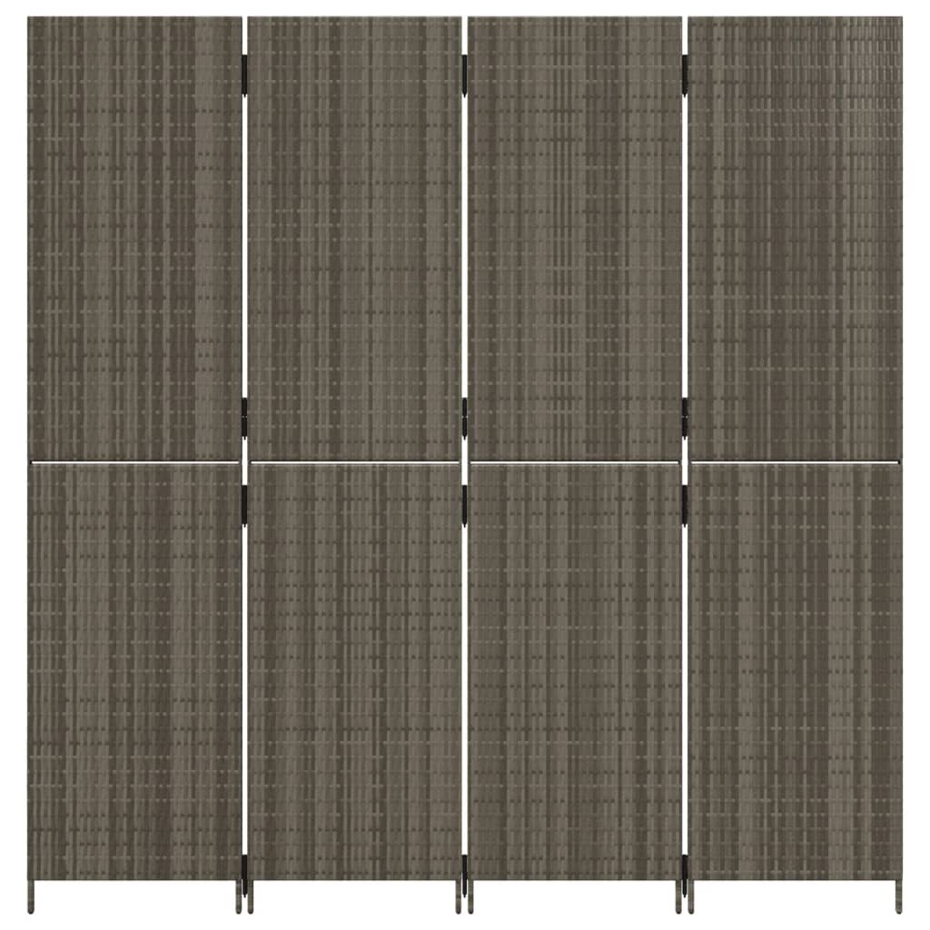 Kamerscherm 4 panelen poly rattan grijs is nu te koop bij PeponiXL, paradijselijk wonen!