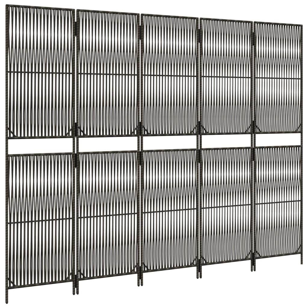 Kamerscherm 5 panelen poly rattan grijs is nu te koop bij PeponiXL, paradijselijk wonen!