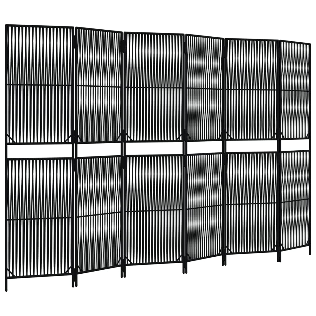 Kamerscherm 6 panelen poly rattan zwart is nu te koop bij PeponiXL, paradijselijk wonen!