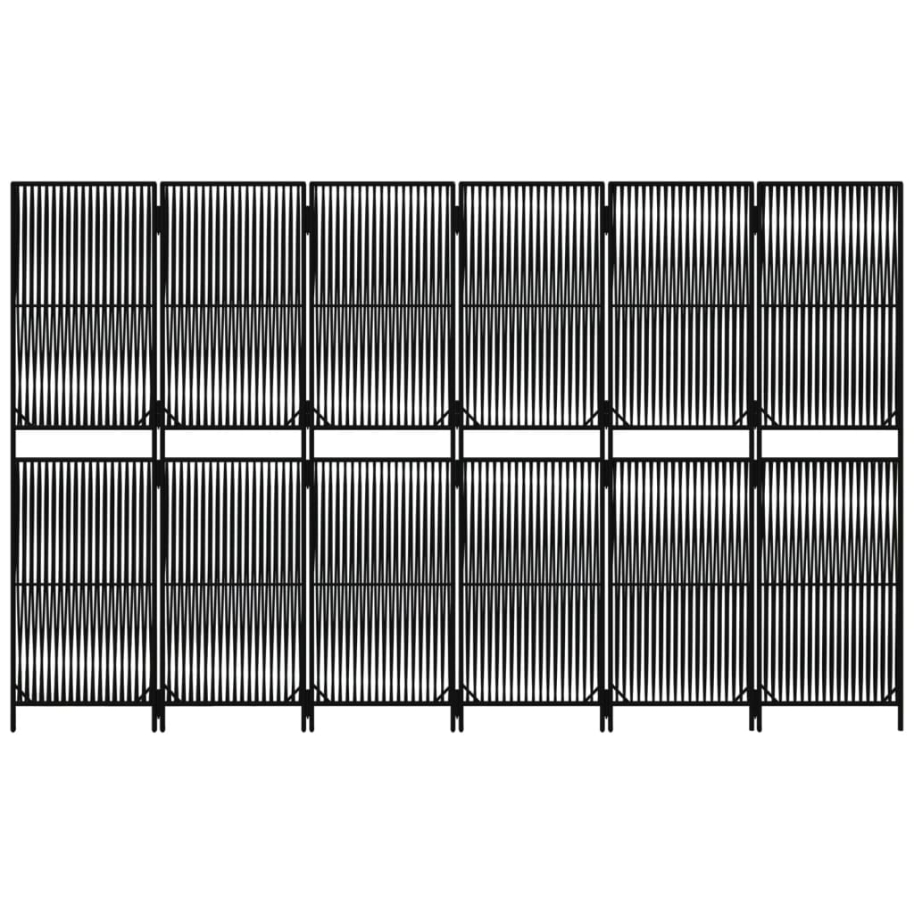 Kamerscherm 6 panelen poly rattan zwart is nu te koop bij PeponiXL, paradijselijk wonen!