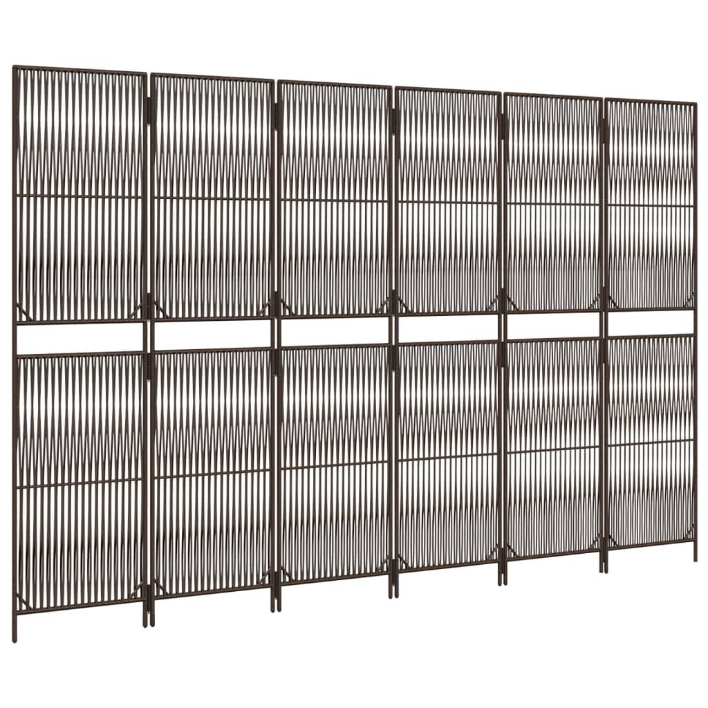 Kamerscherm 6 panelen poly rattan bruin is nu te koop bij PeponiXL, paradijselijk wonen!