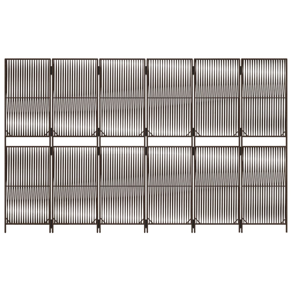 Kamerscherm 6 panelen poly rattan bruin is nu te koop bij PeponiXL, paradijselijk wonen!