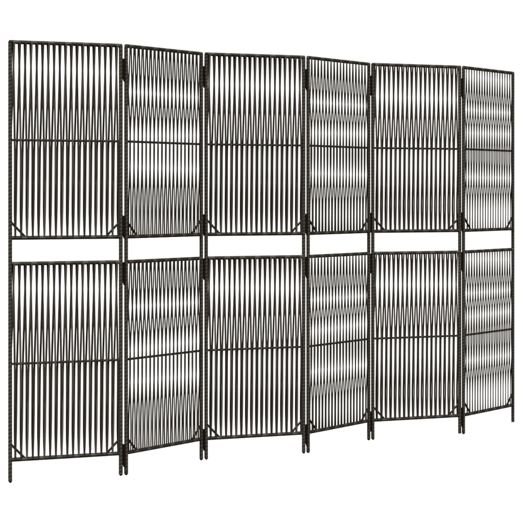 Kamerscherm 6 panelen poly rattan grijs is nu te koop bij PeponiXL, paradijselijk wonen!