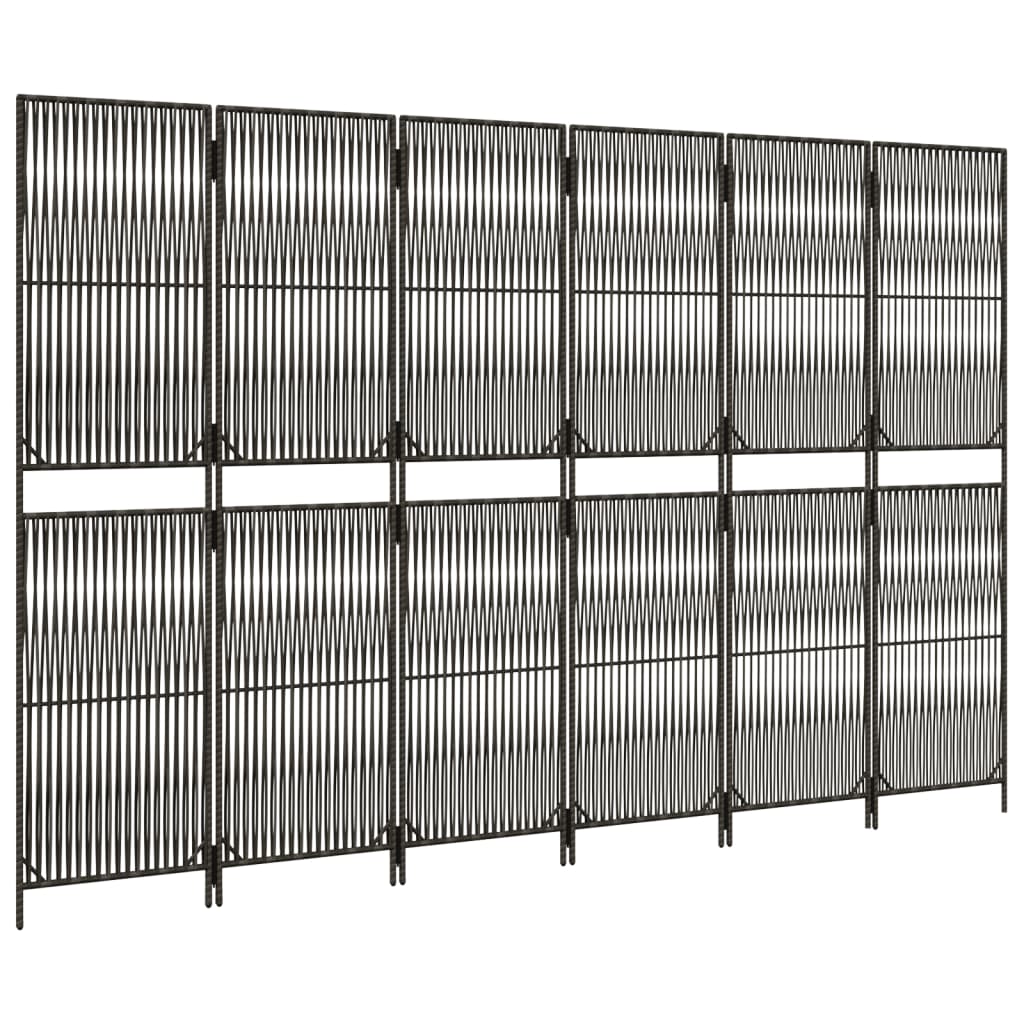 Kamerscherm 6 panelen poly rattan grijs is nu te koop bij PeponiXL, paradijselijk wonen!