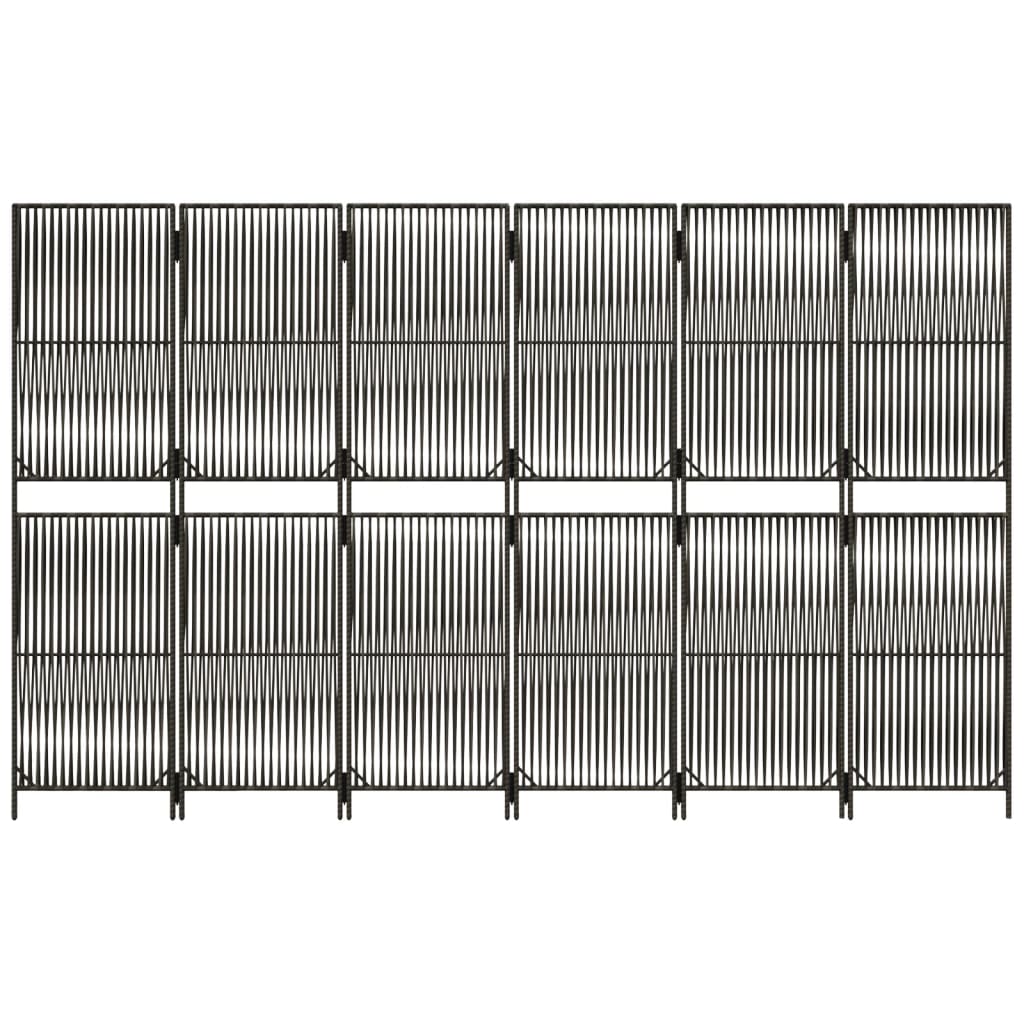 Kamerscherm 6 panelen poly rattan grijs is nu te koop bij PeponiXL, paradijselijk wonen!