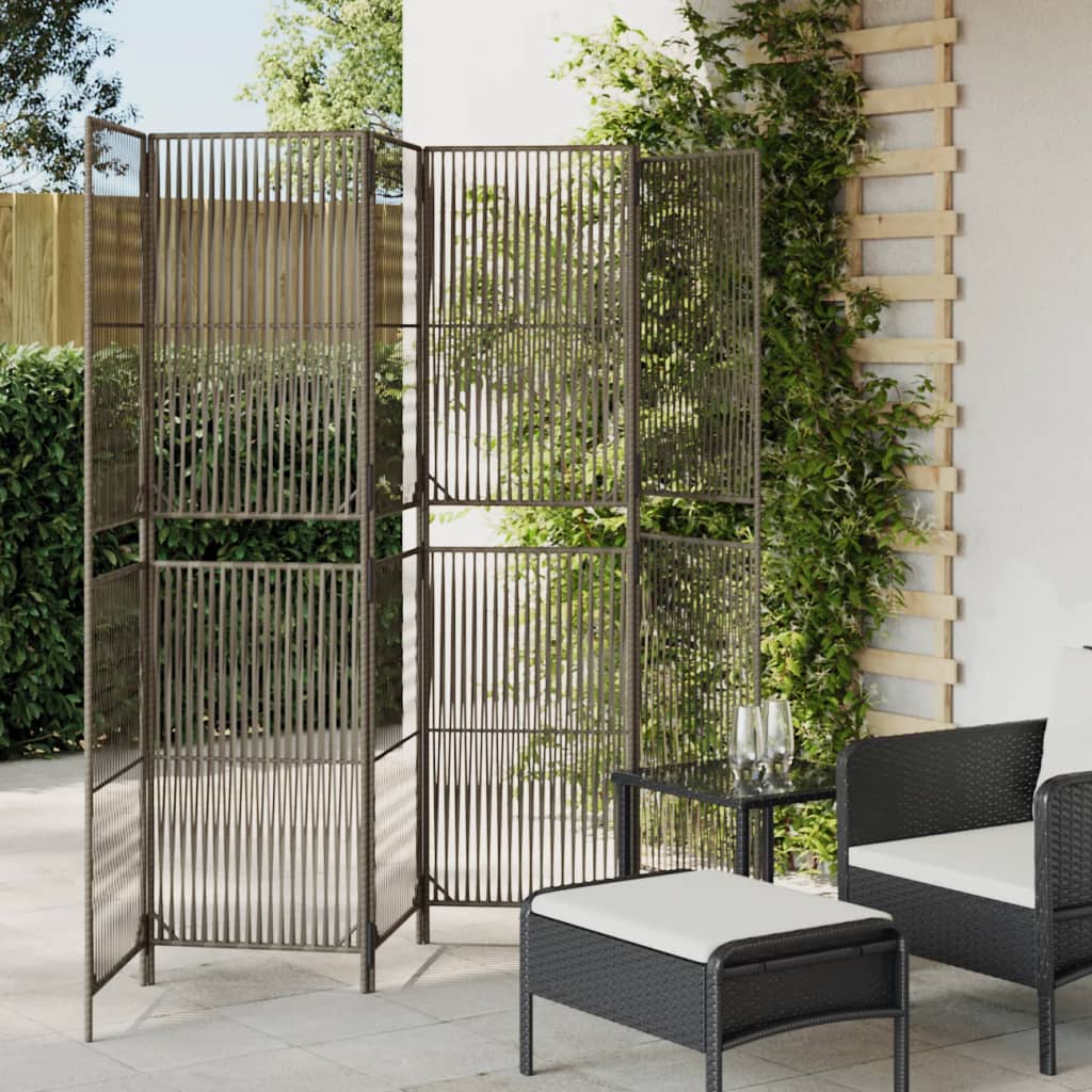Kamerscherm 6 panelen poly rattan grijs is nu te koop bij PeponiXL, paradijselijk wonen!