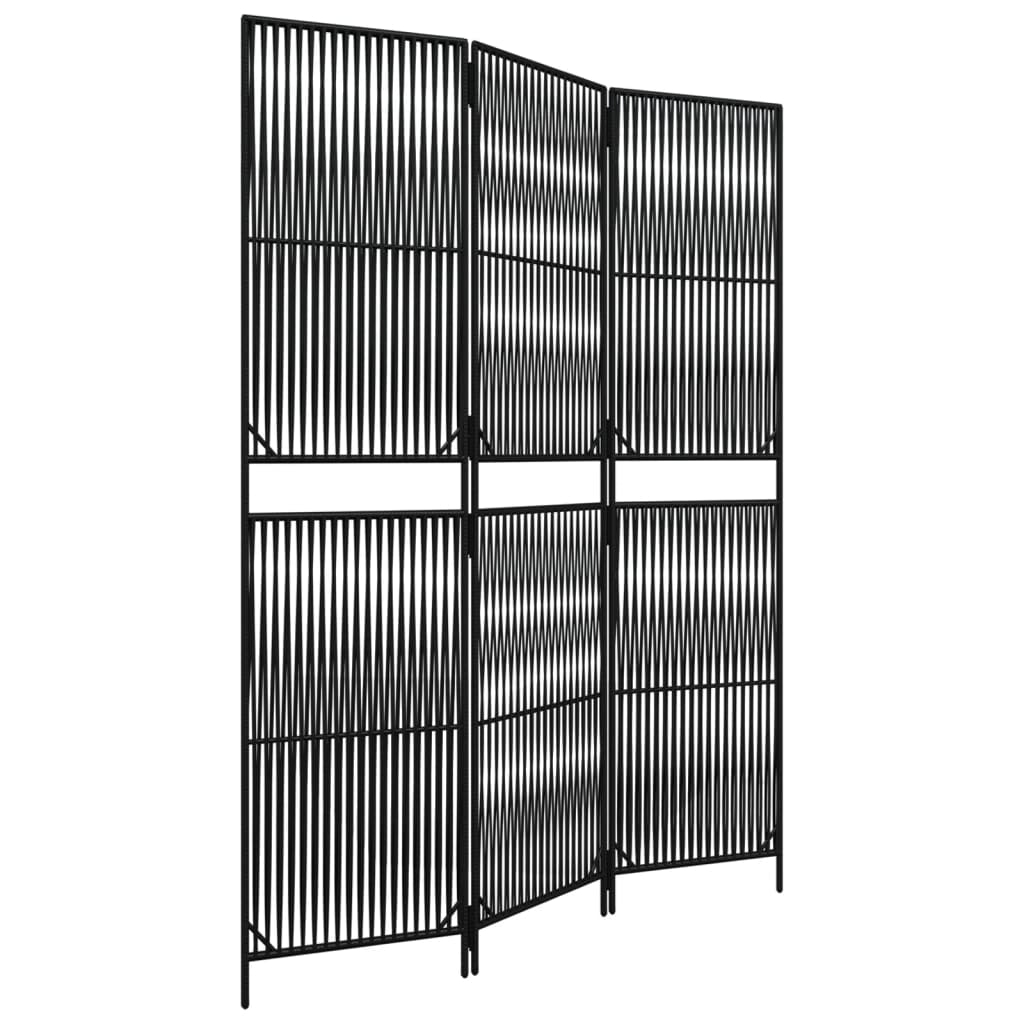 Kamerscherm 3 panelen poly rattan zwart is nu te koop bij PeponiXL, paradijselijk wonen!