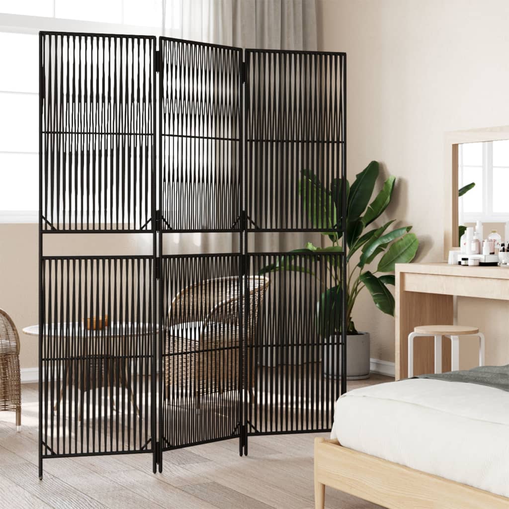 Kamerscherm 3 panelen poly rattan zwart is nu te koop bij PeponiXL, paradijselijk wonen!