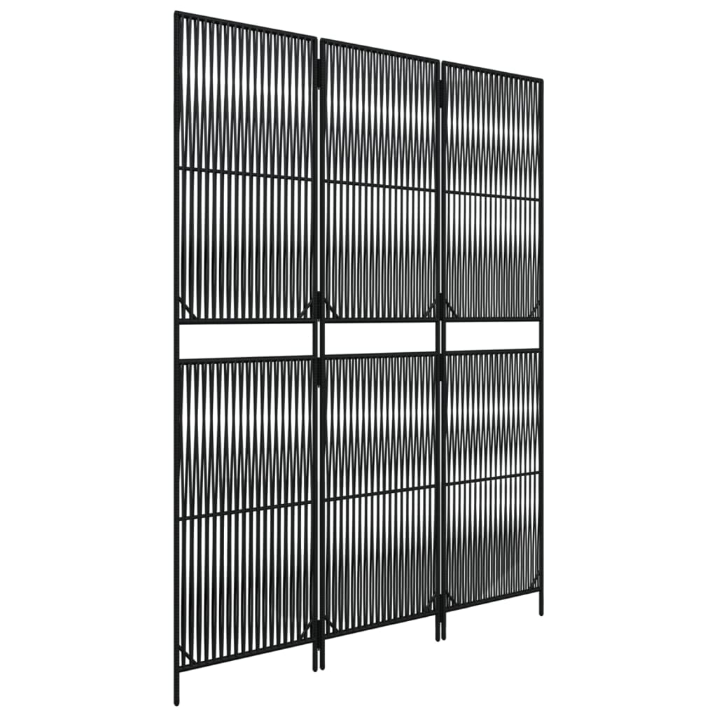 Kamerscherm 3 panelen poly rattan zwart is nu te koop bij PeponiXL, paradijselijk wonen!