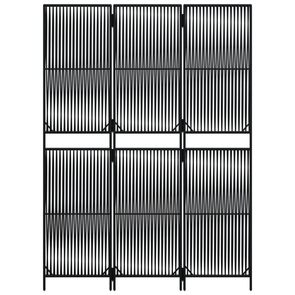 Kamerscherm 3 panelen poly rattan zwart is nu te koop bij PeponiXL, paradijselijk wonen!