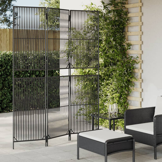 Kamerscherm 3 panelen poly rattan zwart is nu te koop bij PeponiXL, paradijselijk wonen!