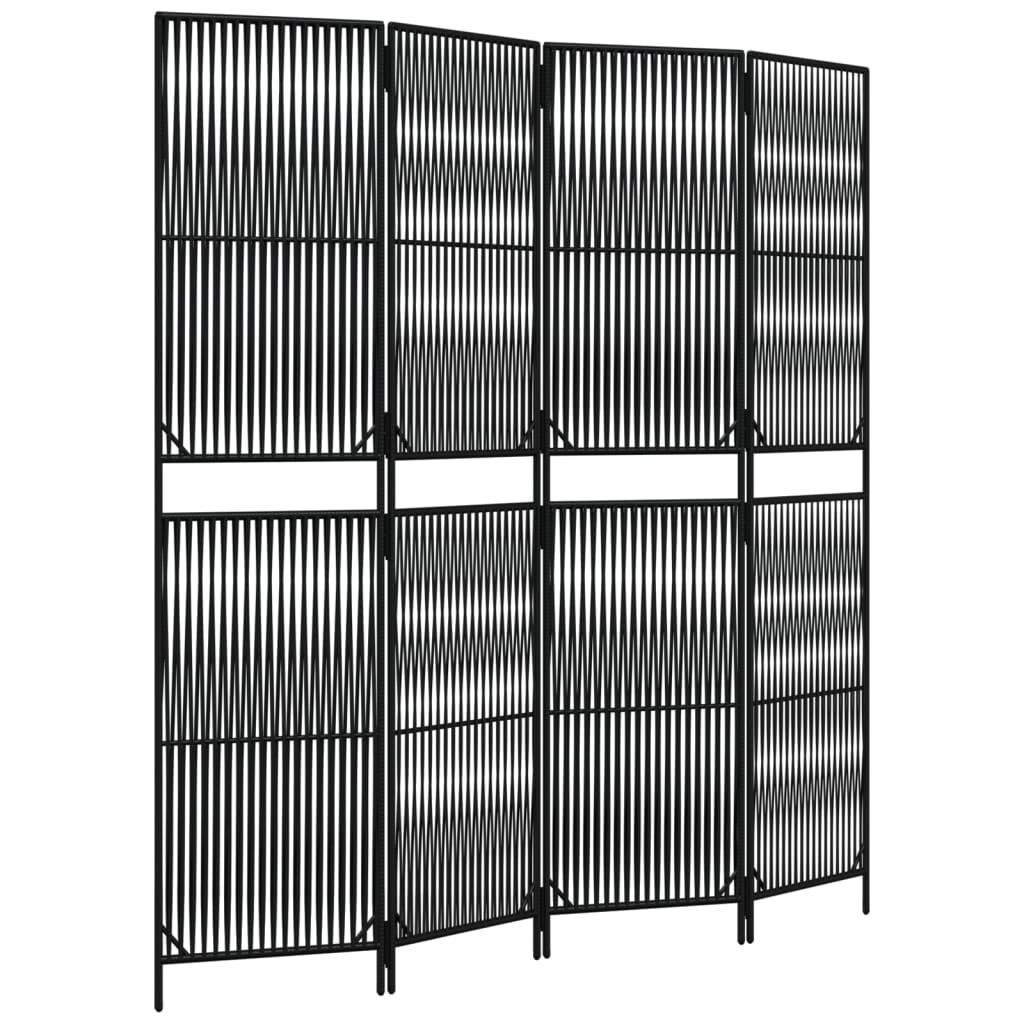 Kamerscherm 4 panelen poly rattan zwart is nu te koop bij PeponiXL, paradijselijk wonen!
