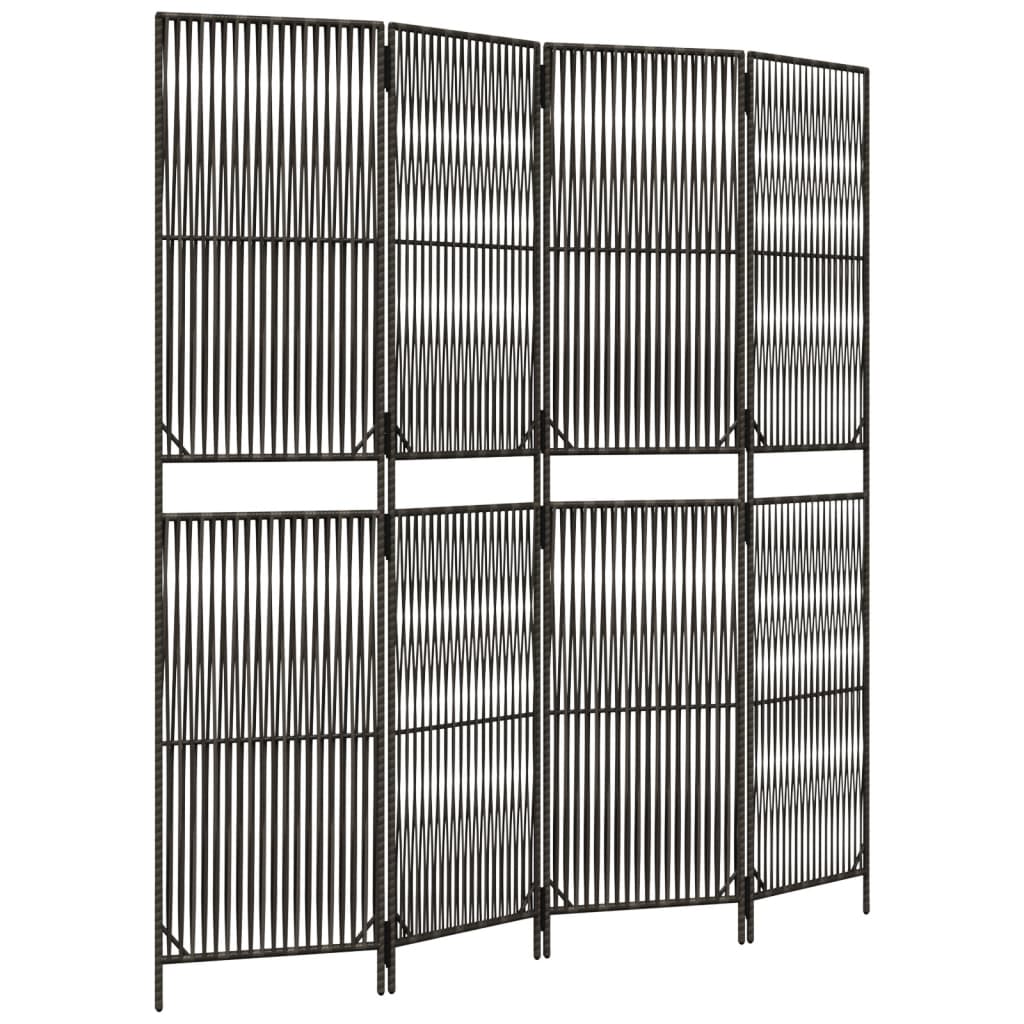 Kamerscherm 4 panelen poly rattan grijs is nu te koop bij PeponiXL, paradijselijk wonen!