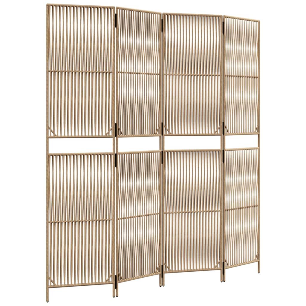 Kamerscherm 4 panelen poly rattan beige is nu te koop bij PeponiXL, paradijselijk wonen!