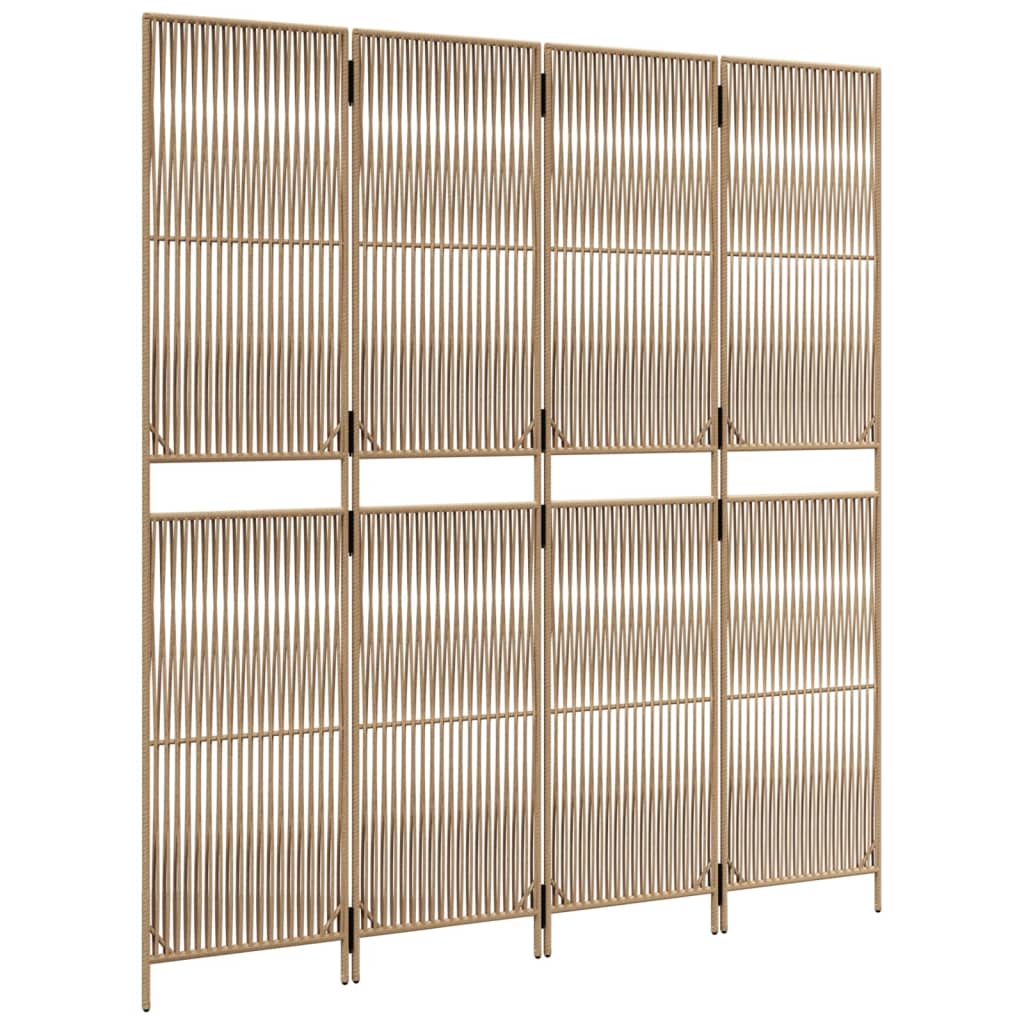 Kamerscherm 4 panelen poly rattan beige is nu te koop bij PeponiXL, paradijselijk wonen!
