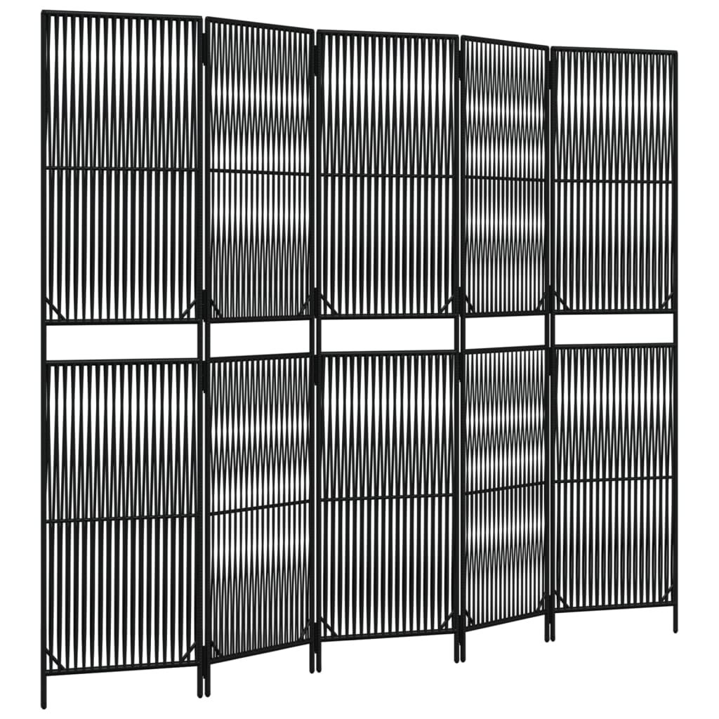 Kamerscherm 5 panelen poly rattan zwart is nu te koop bij PeponiXL, paradijselijk wonen!