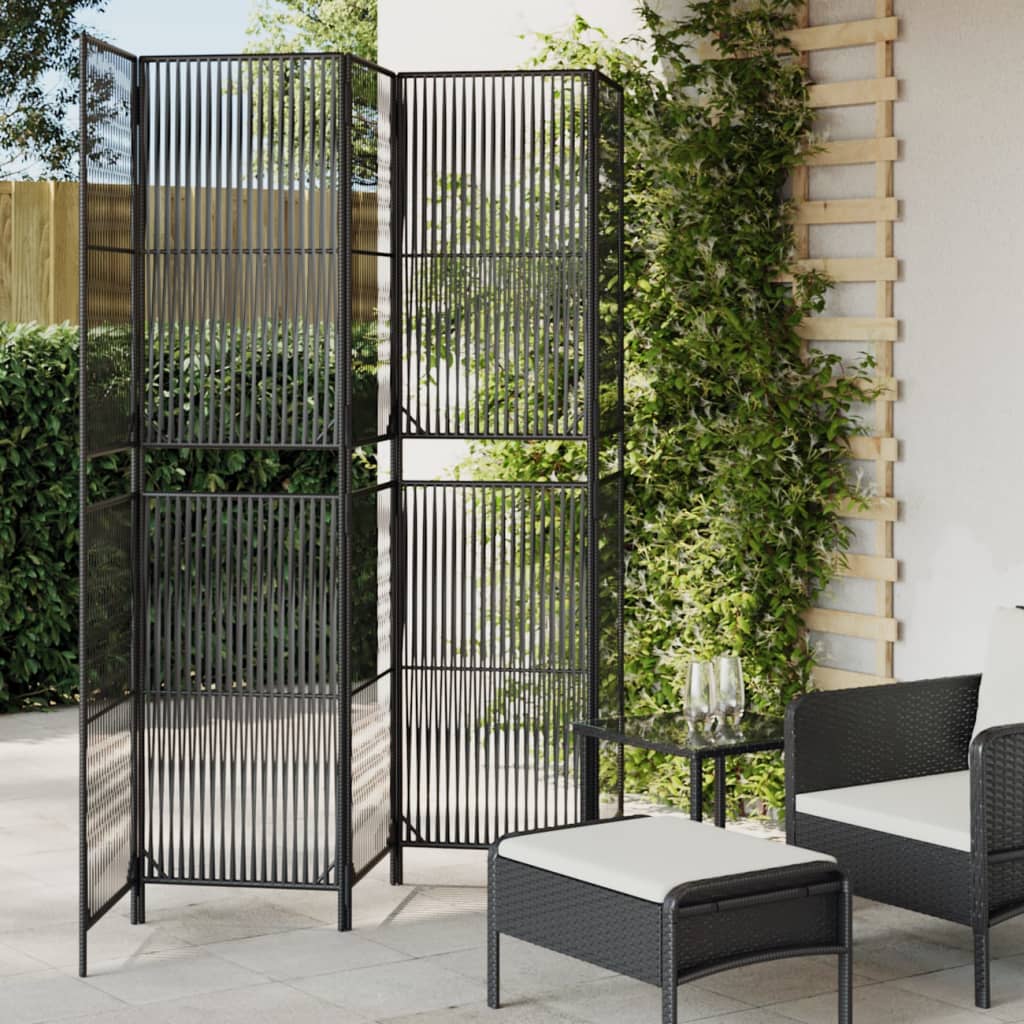 Kamerscherm 5 panelen poly rattan zwart is nu te koop bij PeponiXL, paradijselijk wonen!