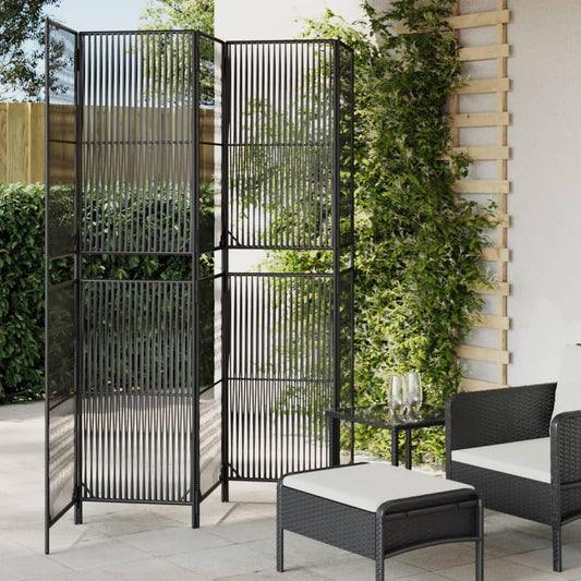 Kamerscherm 5 panelen poly rattan zwart is nu te koop bij PeponiXL, paradijselijk wonen!