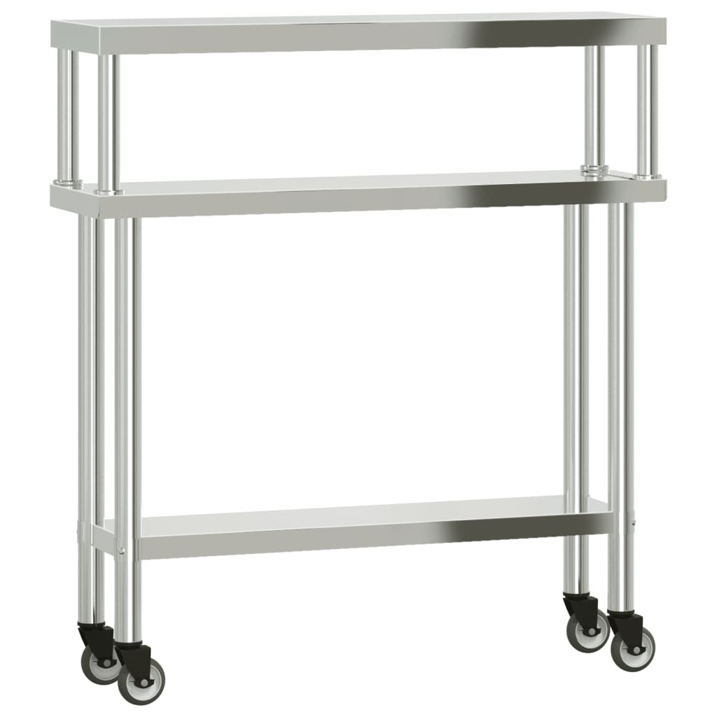 Keukenwerktafel met bovenschap 110x30x120 cm roestvrij staal is nu te koop bij PeponiXL, paradijselijk wonen!