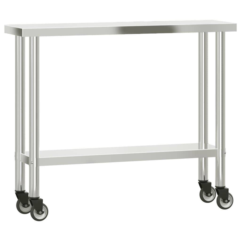 Keukenwerktafel met bovenschap 110x30x120 cm roestvrij staal is nu te koop bij PeponiXL, paradijselijk wonen!