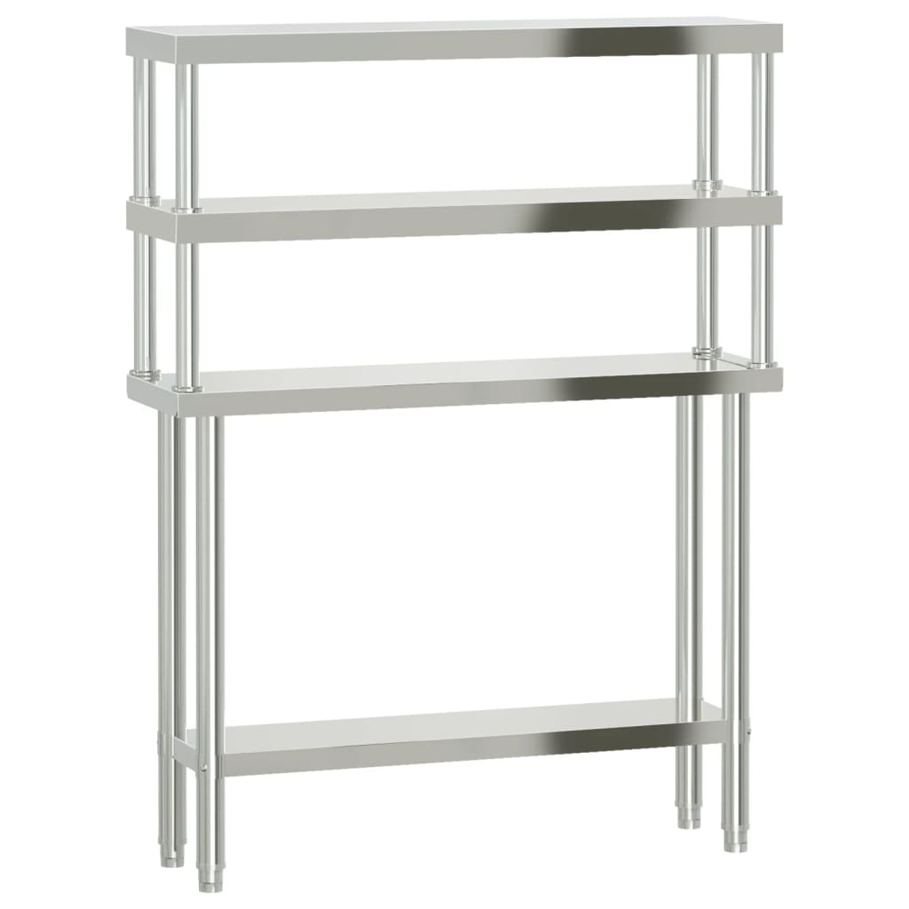 Keukenwerktafel met bovenschap 110x30x150 cm roestvrij staal is nu te koop bij PeponiXL, paradijselijk wonen!