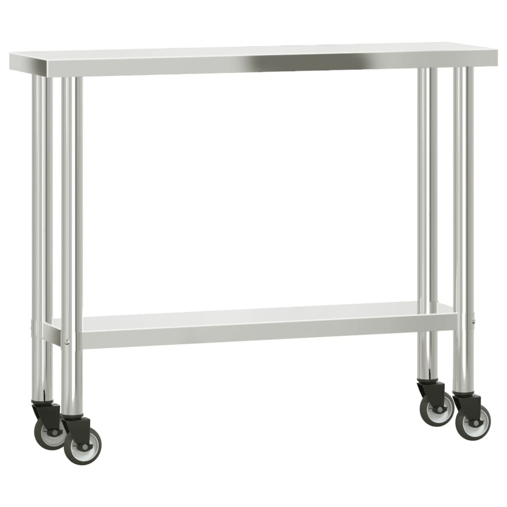 Keukenwerktafel met bovenschap 110x30x150 cm roestvrij staal is nu te koop bij PeponiXL, paradijselijk wonen!