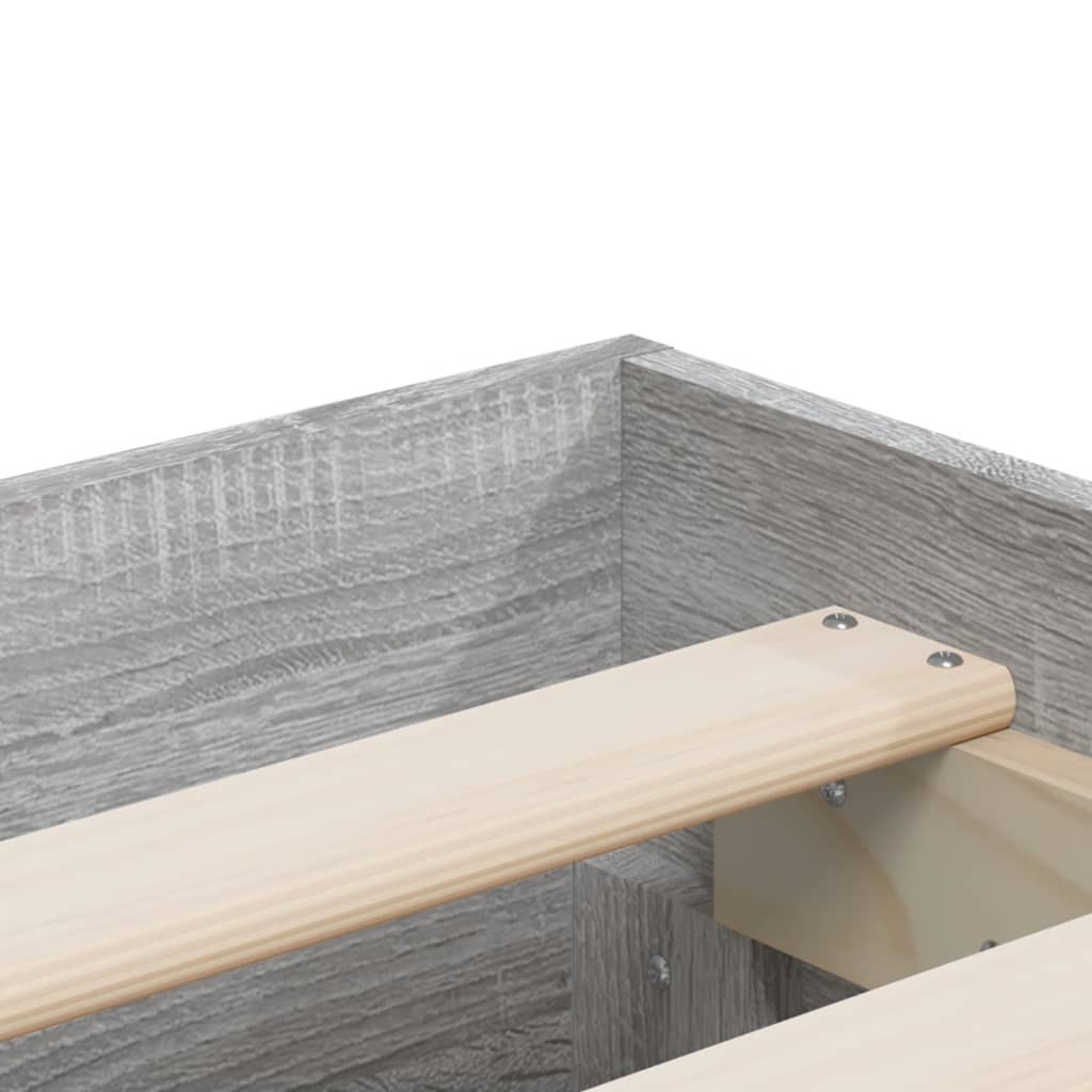 Bedframe met lades bewerkt hout grijs sonoma eiken 200x200 cm is nu te koop bij PeponiXL, paradijselijk wonen!