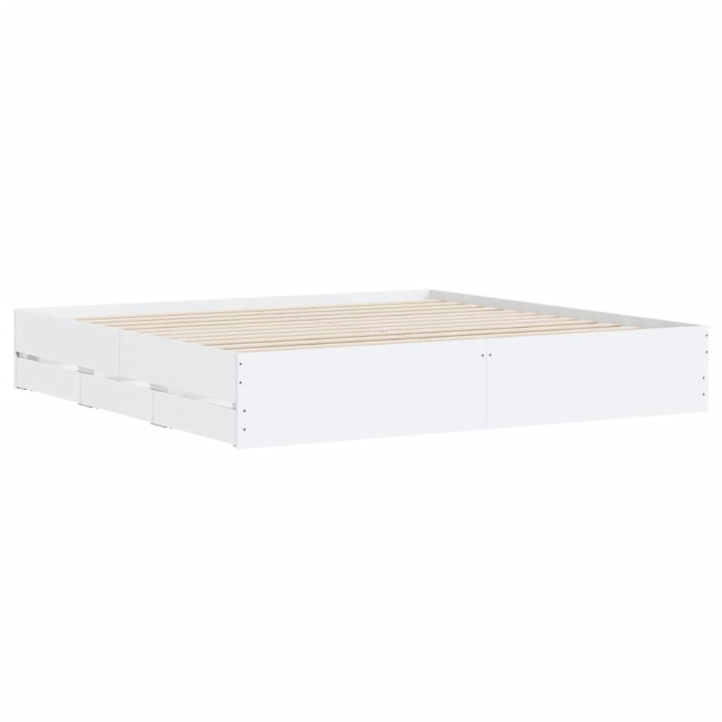 Bedframe met lades bewerkt hout wit 180x200 cm is nu te koop bij PeponiXL, paradijselijk wonen!