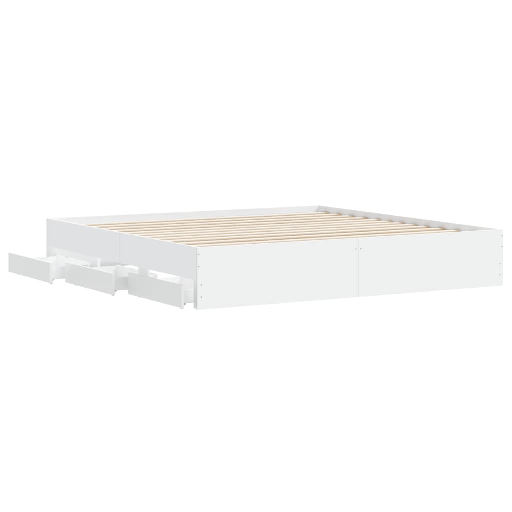 Bedframe met lades bewerkt hout wit 180x200 cm is nu te koop bij PeponiXL, paradijselijk wonen!