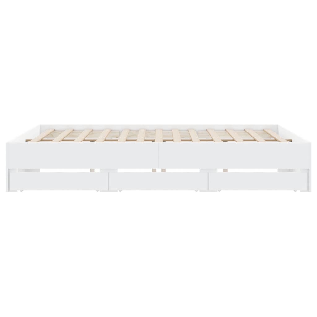 Bedframe met lades bewerkt hout wit 180x200 cm is nu te koop bij PeponiXL, paradijselijk wonen!