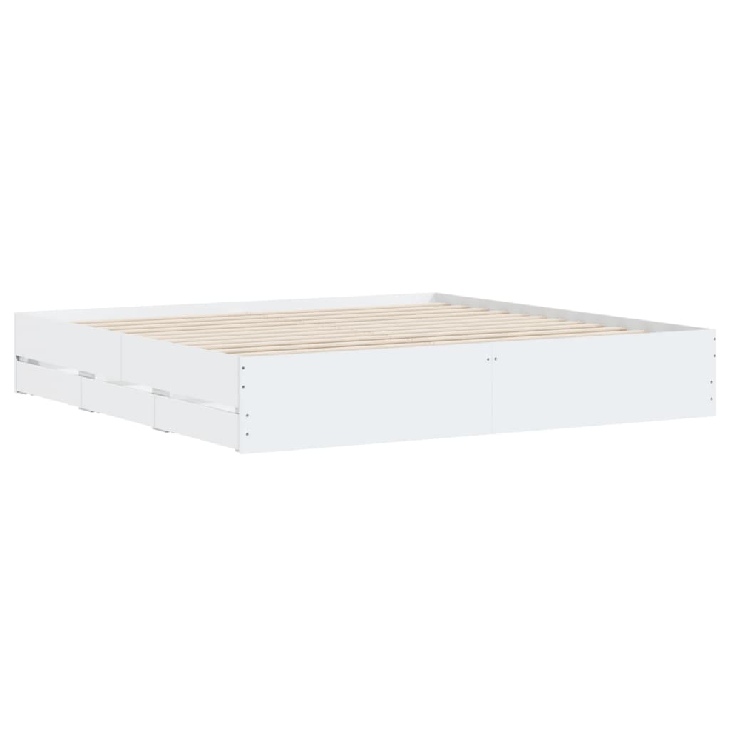 Bedframe met lades bewerkt hout wit 180x200 cm is nu te koop bij PeponiXL, paradijselijk wonen!