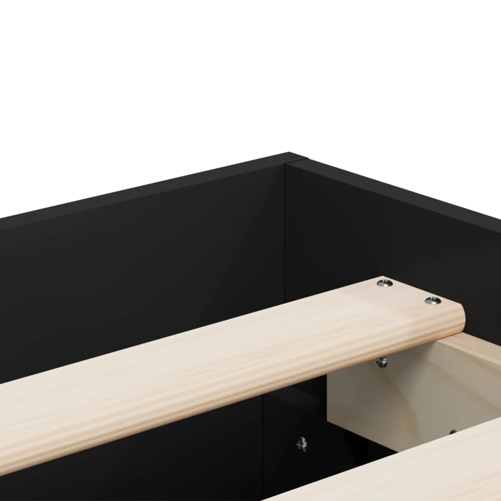 Bedframe met lades bewerkt hout zwart 180x200 cm is nu te koop bij PeponiXL, paradijselijk wonen!