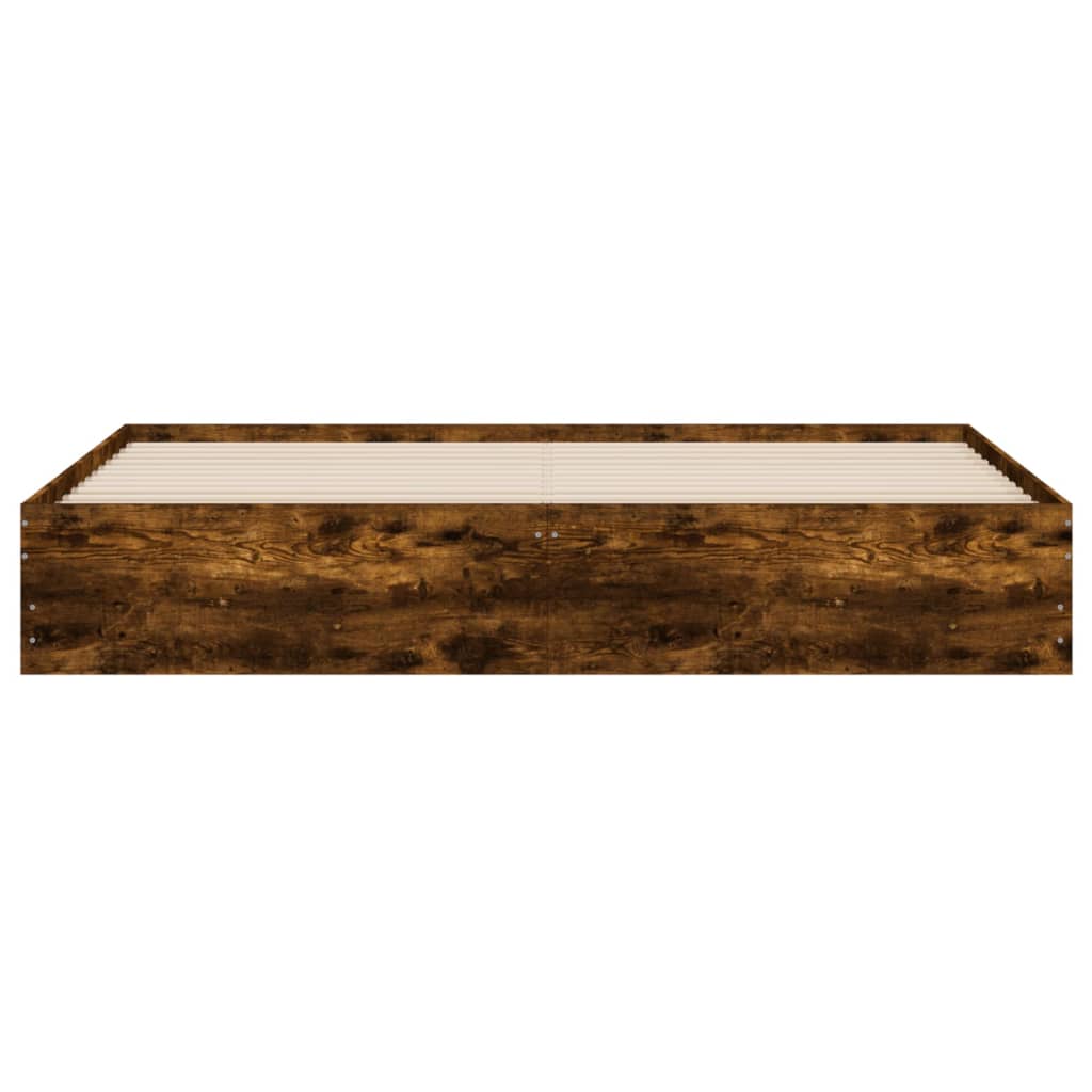 Bedframe met lades bewerkt hout gerookt eikenkleurig 180x200 cm is nu te koop bij PeponiXL, paradijselijk wonen!