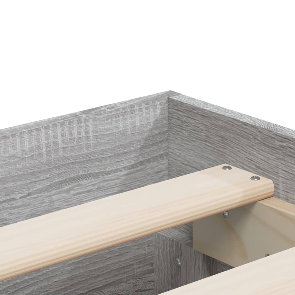 Bedframe met lades bewerkt hout grijs sonoma eiken 180x200 cm is nu te koop bij PeponiXL, paradijselijk wonen!