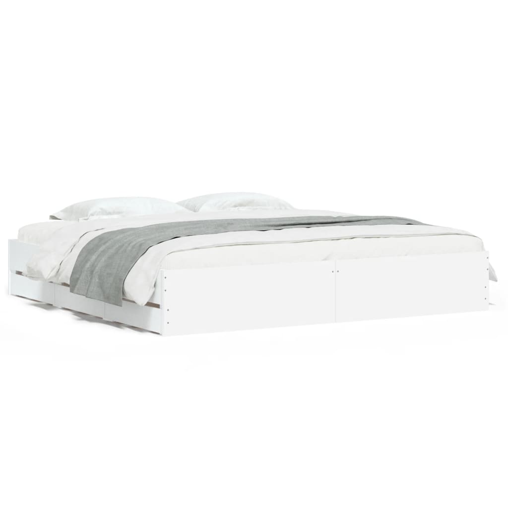 Bedframe met lades bewerkt hout wit 160x200 cm is nu te koop bij PeponiXL, paradijselijk wonen!