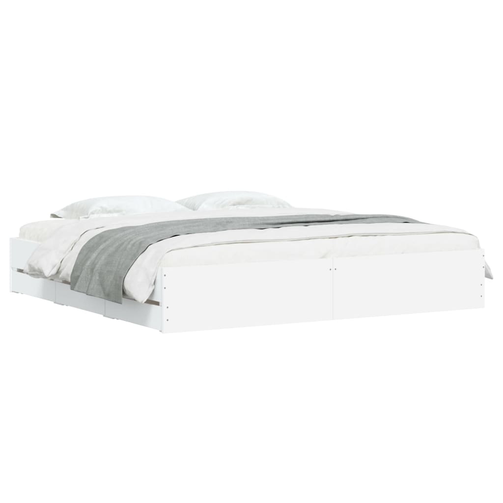 Bedframe met lades bewerkt hout wit 160x200 cm is nu te koop bij PeponiXL, paradijselijk wonen!