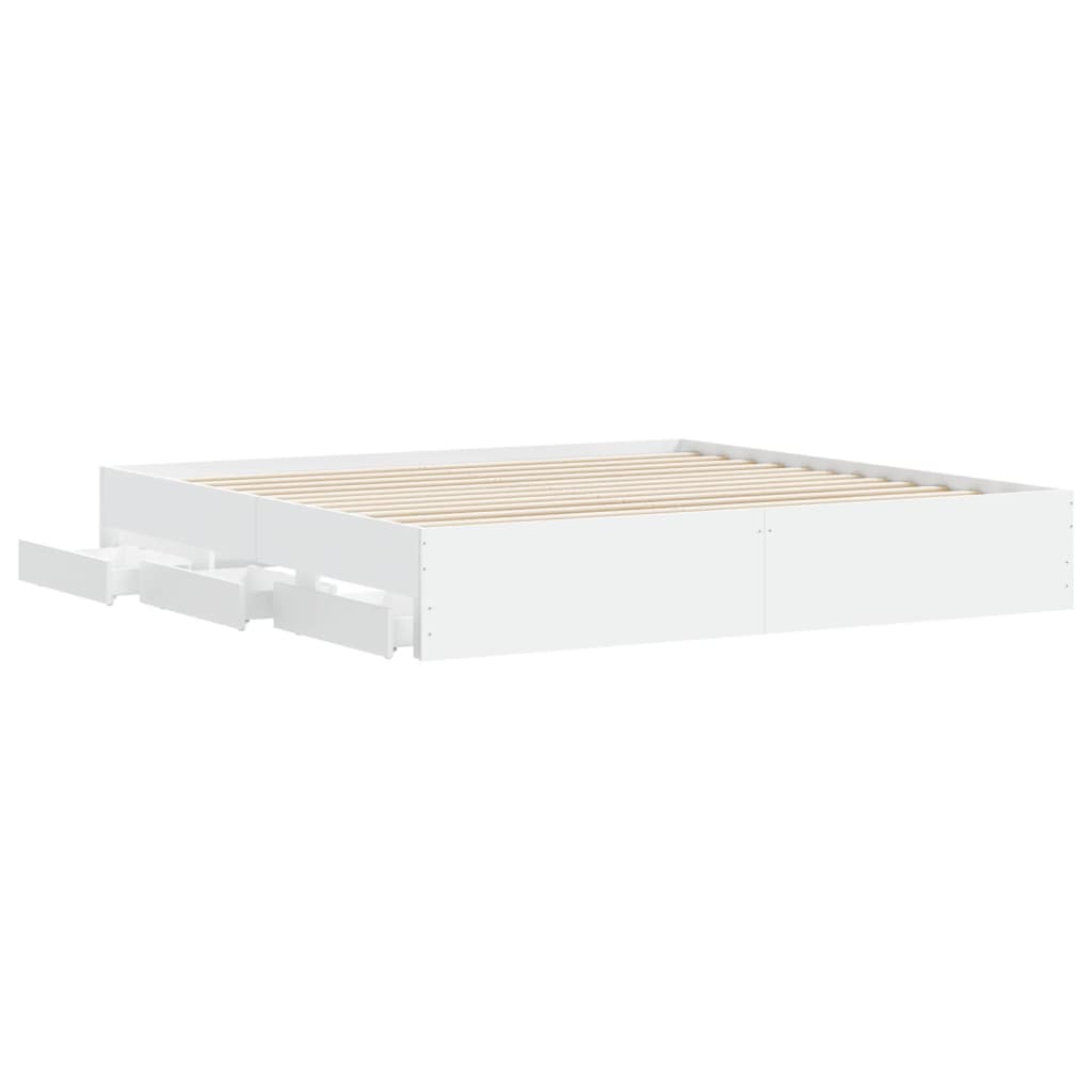 Bedframe met lades bewerkt hout wit 160x200 cm is nu te koop bij PeponiXL, paradijselijk wonen!
