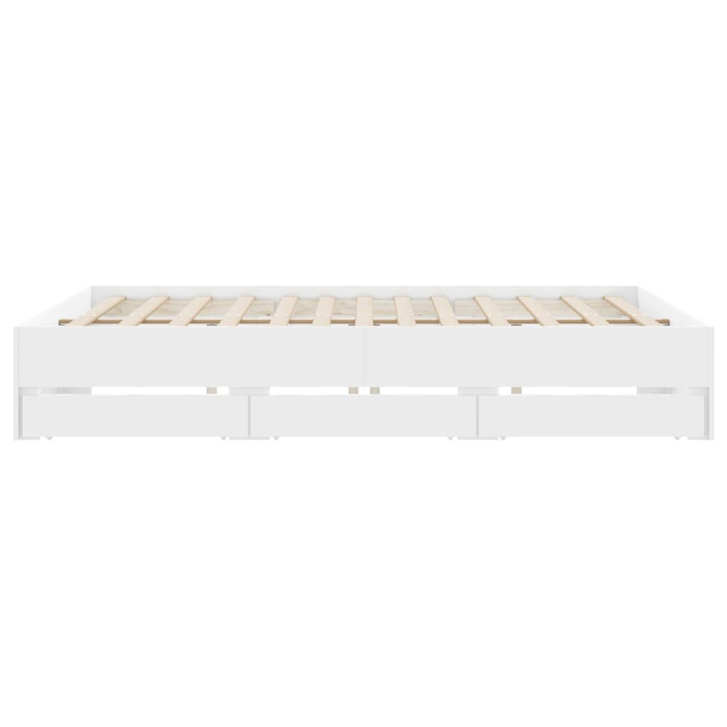 Bedframe met lades bewerkt hout wit 160x200 cm is nu te koop bij PeponiXL, paradijselijk wonen!